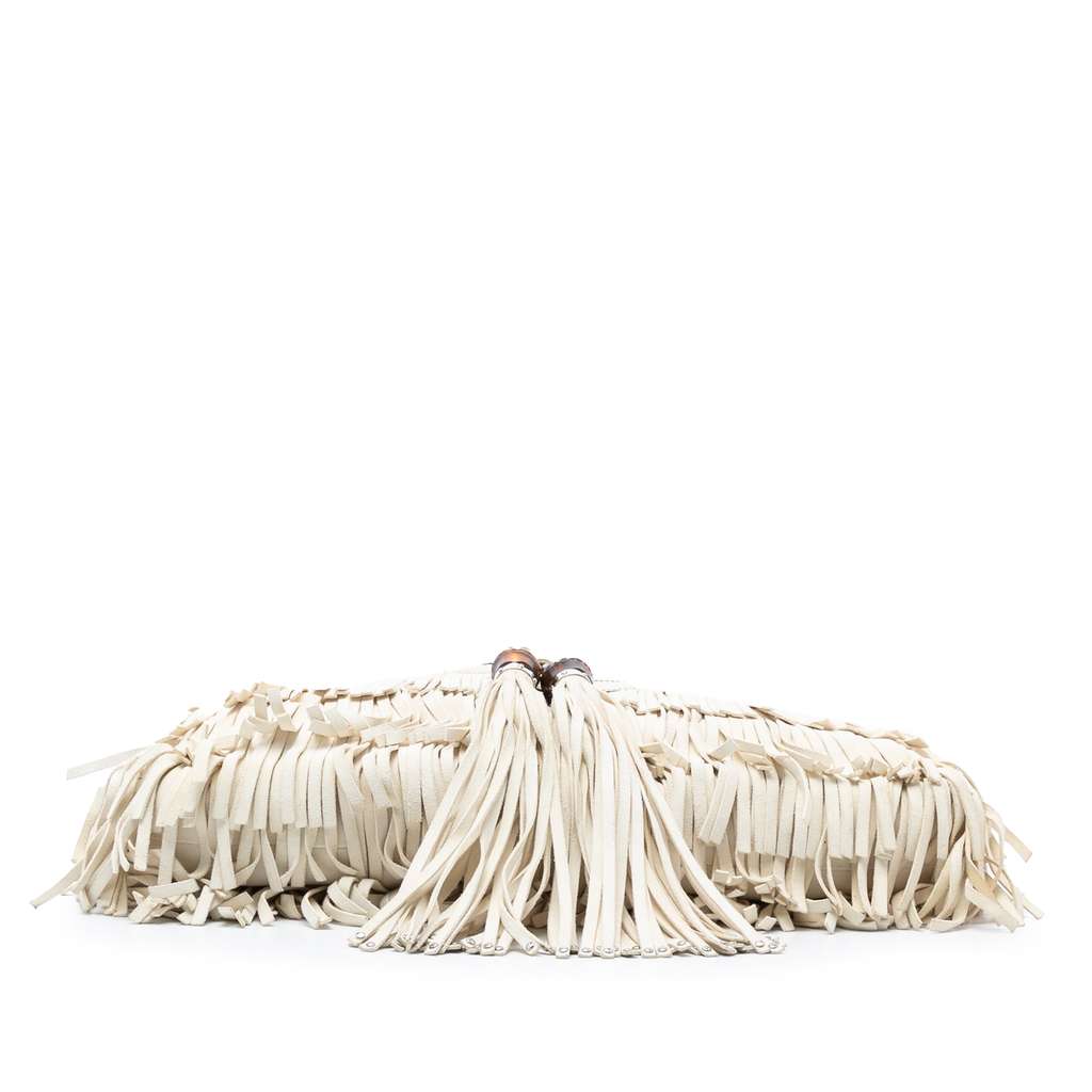 Gucci Leather Fringe Bamboo Tassel Shoulder Bag - 3