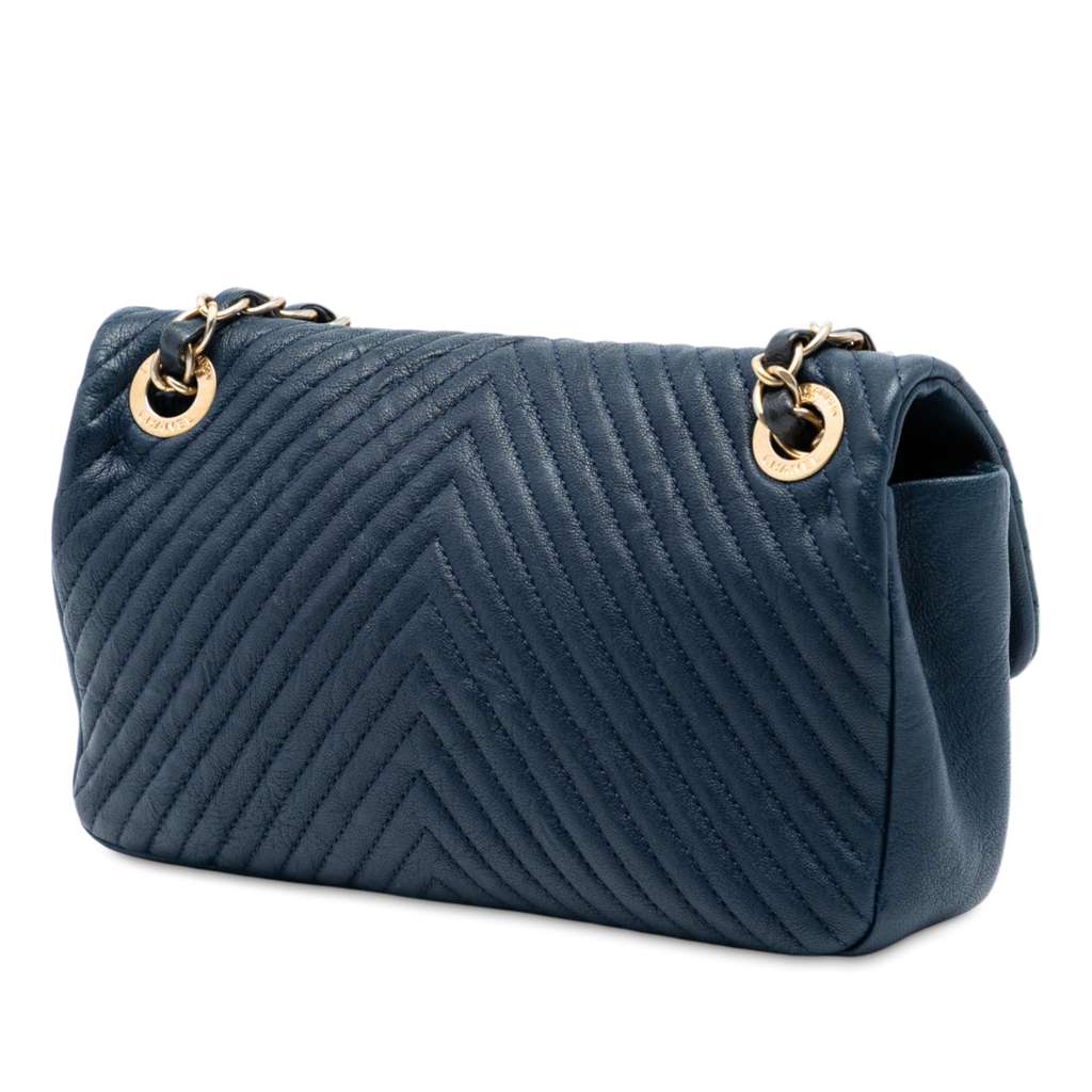 Chanel Small Chevron Wrinkled Calfskin Medallion Charm Surpique Flap - 2