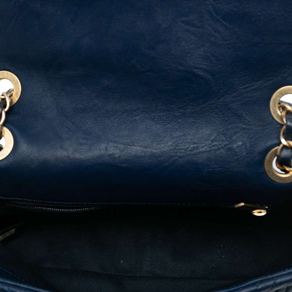 Chanel Small Chevron Wrinkled Calfskin Medallion Charm Surpique Flap - 4