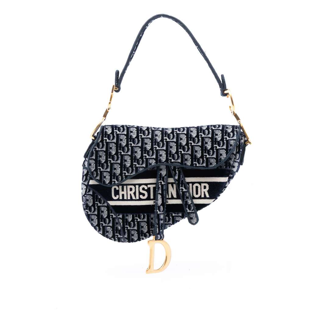 Dior Oblique Embroidered Canvas Saddle Bag