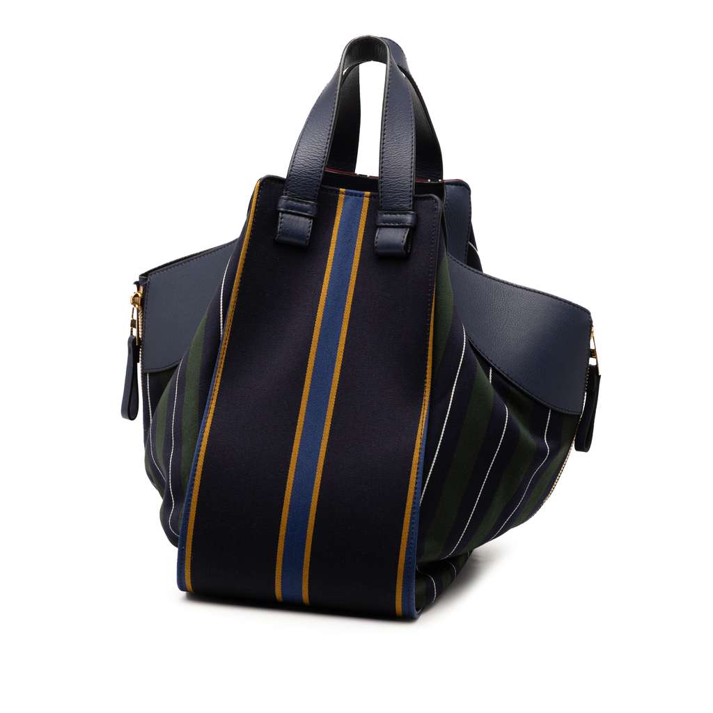 Loewe Medium Stripes Canvas and Leather Hammock Satchel - 2