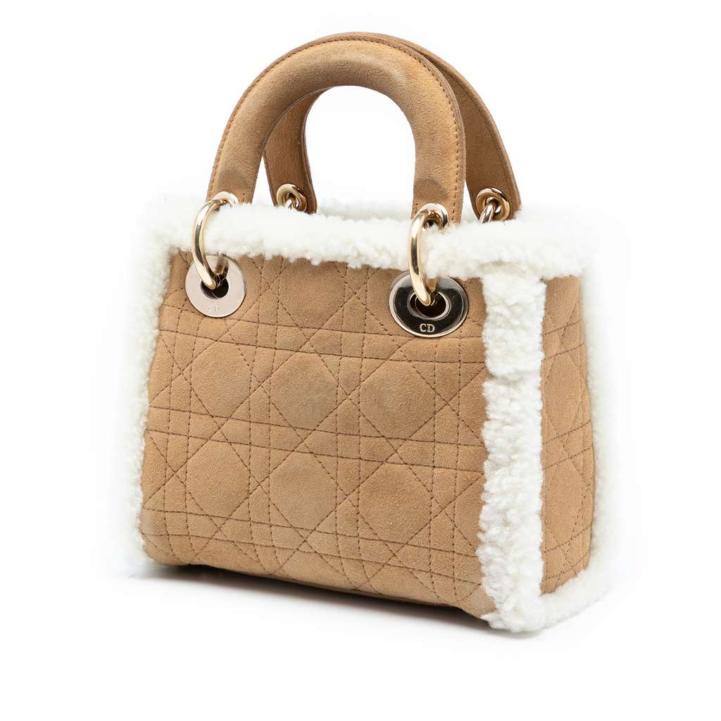 Dior Mini Suede Cannage with Shearling Trim Lady Dior - 2