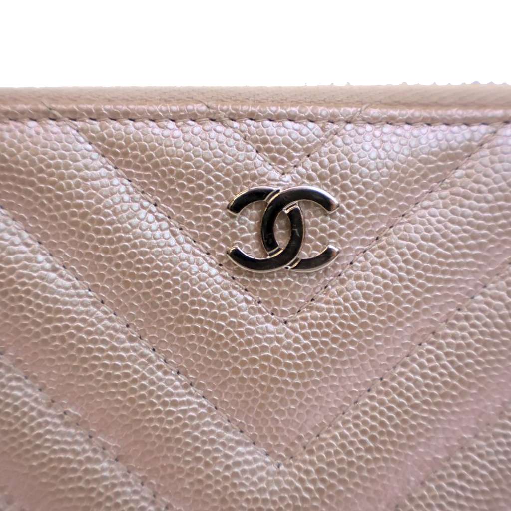 Chanel CC Chevron Iridescent Caviar Zip Around Wallet - 4