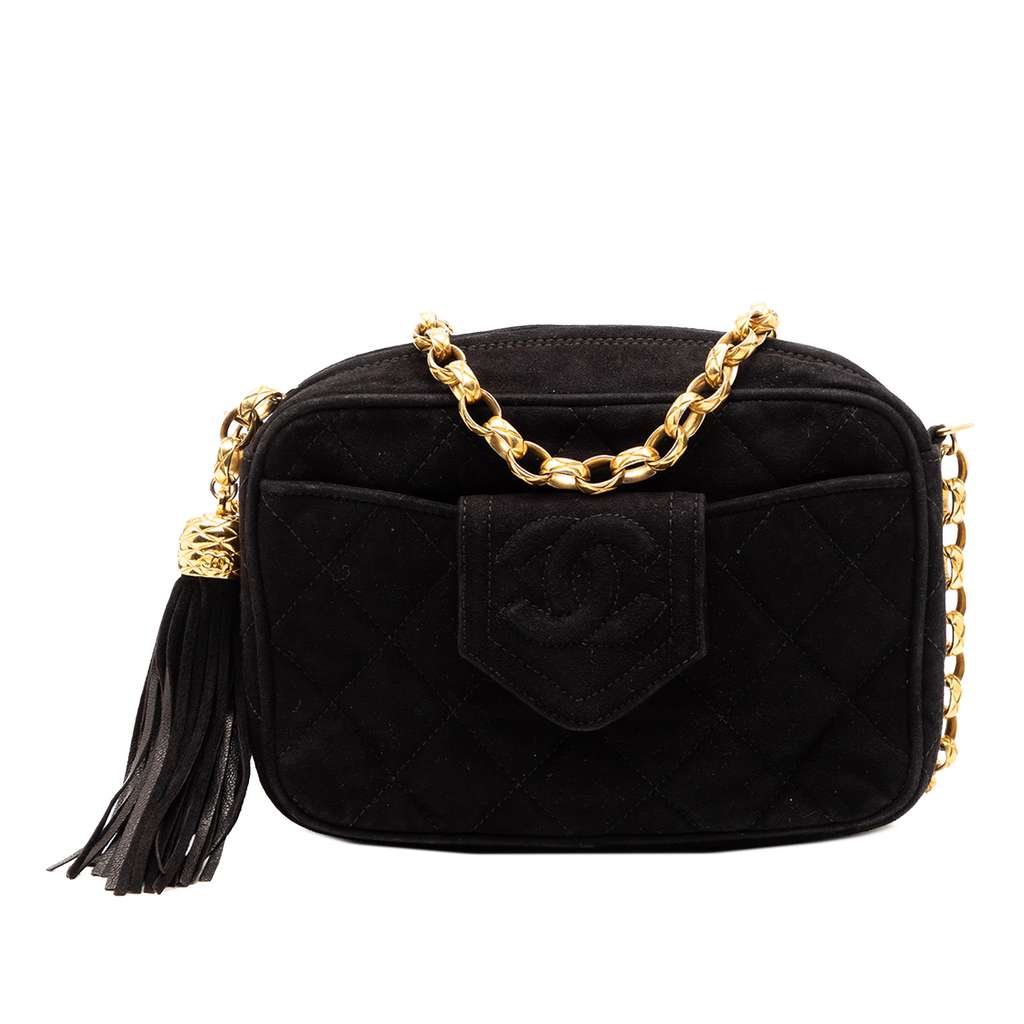 Chanel Mini CC Quilted Suede Tassel Camera Bag