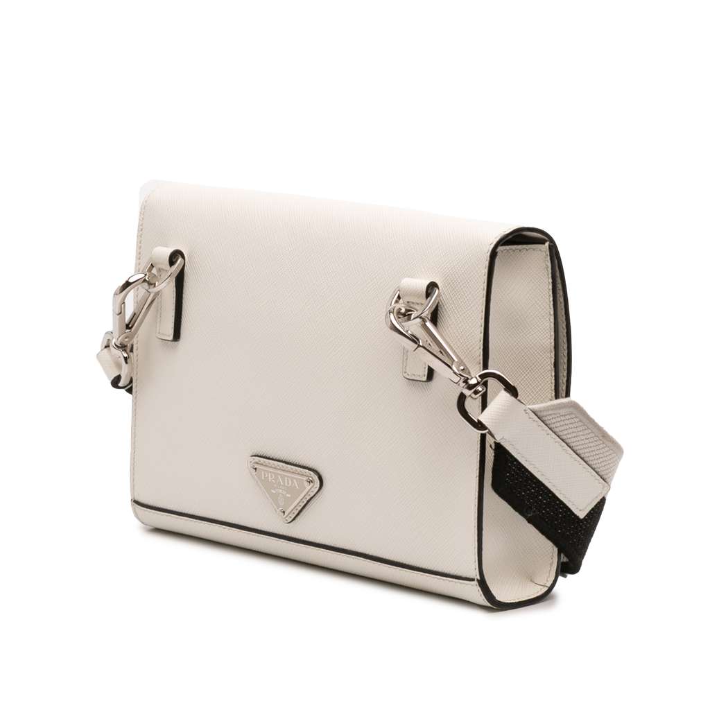 Prada Saffiano Triangle Embossed Logo Flap Crossbody - 2
