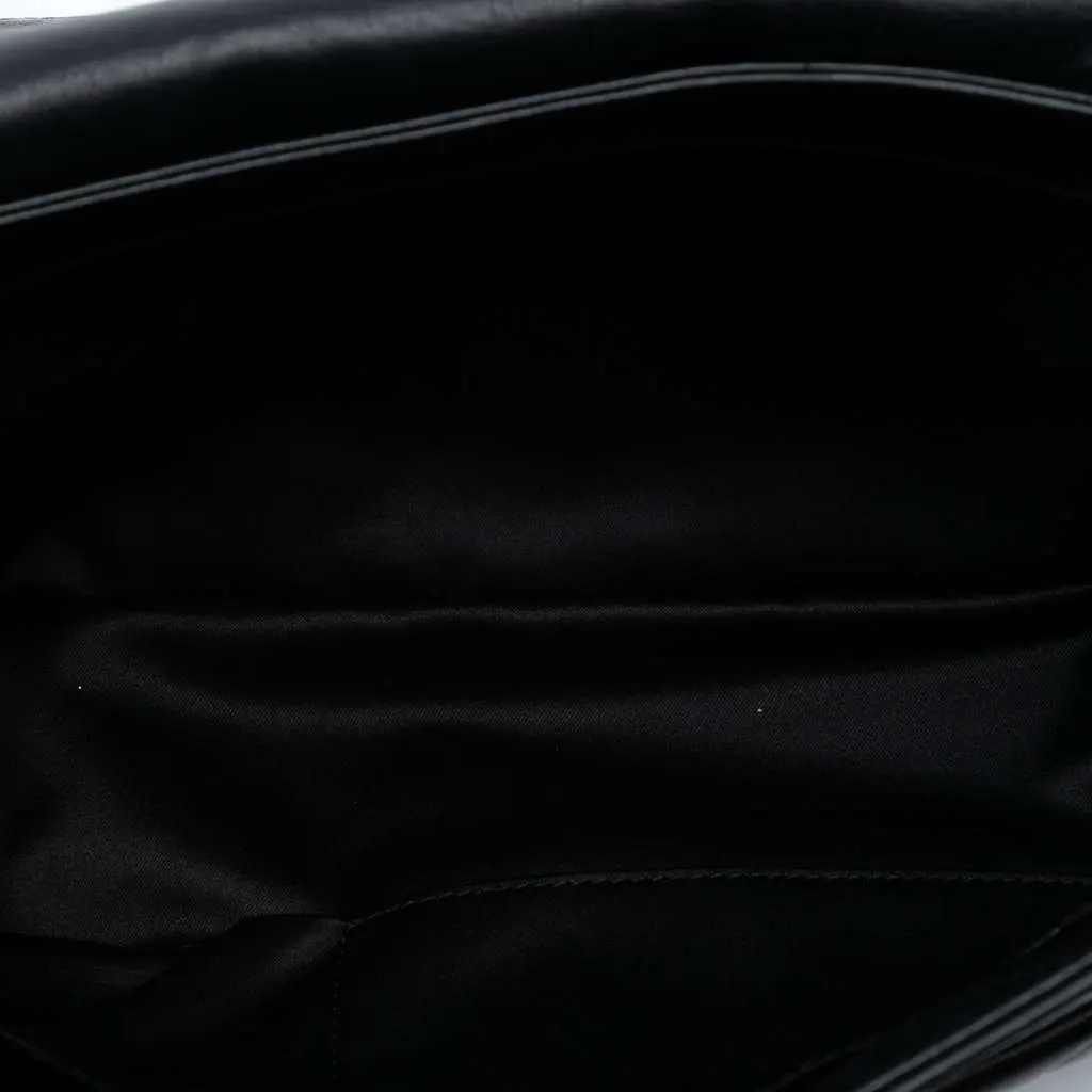 Chanel CC Quilted Calfskin Hamptons Foldover Flap Black Leather Good - Model View