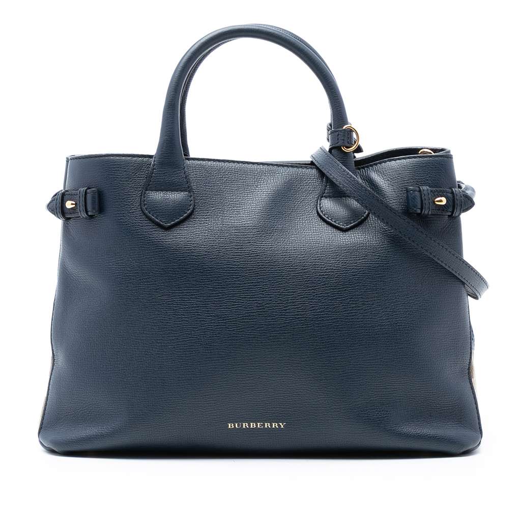 Burberry Medium Leather and House Check Banner Satchel