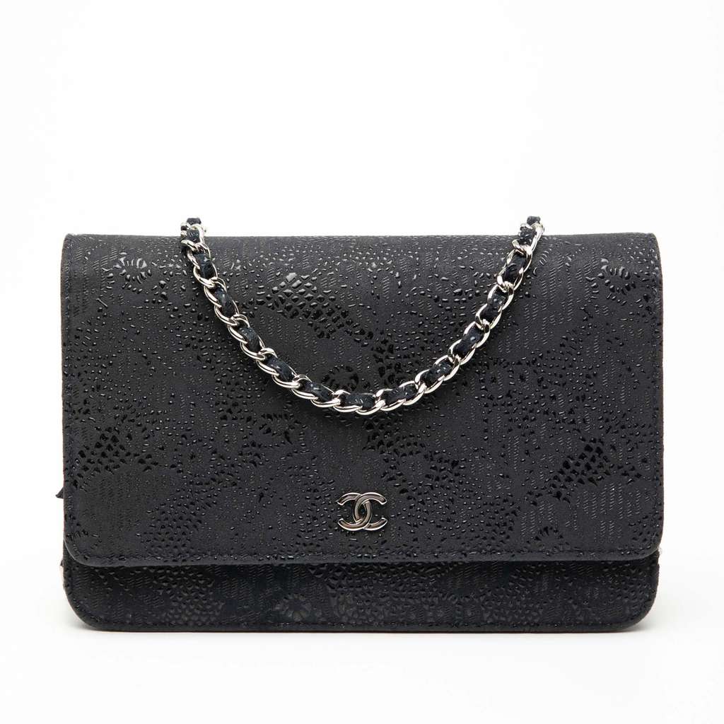 Chanel CC Lace Overlay Goatskin Wallet On Chain