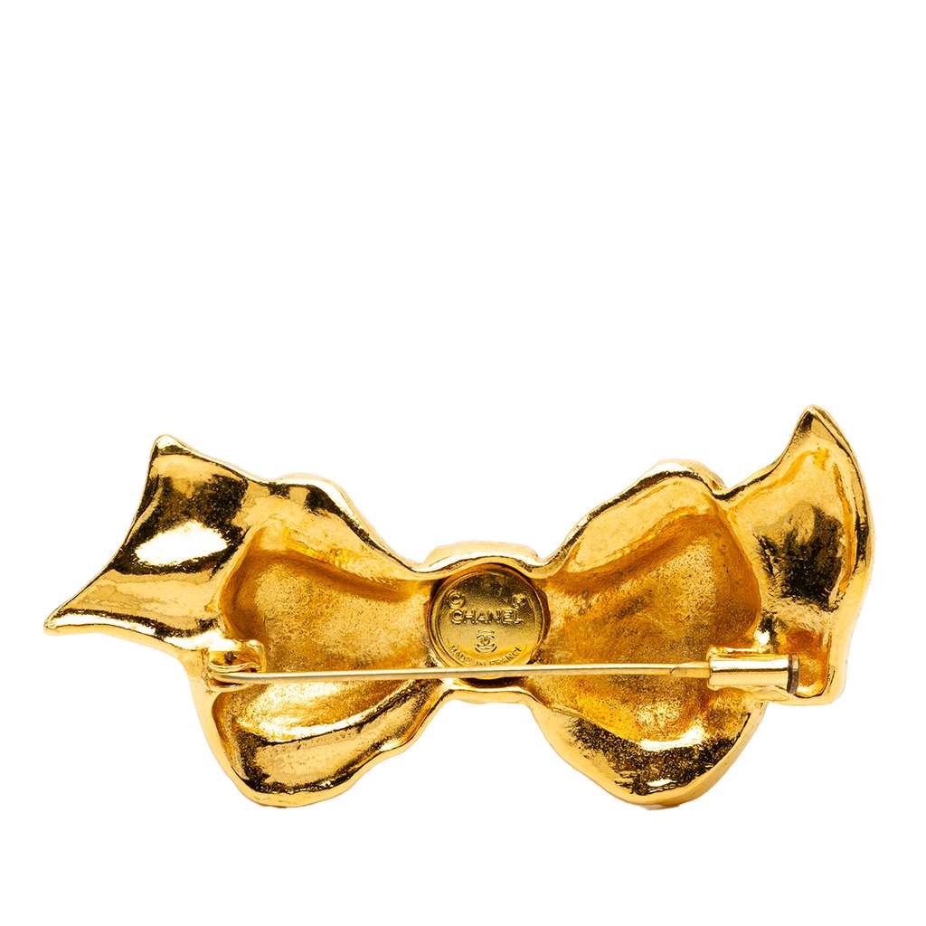 Chanel Gold Plated Bow Brooch - 2