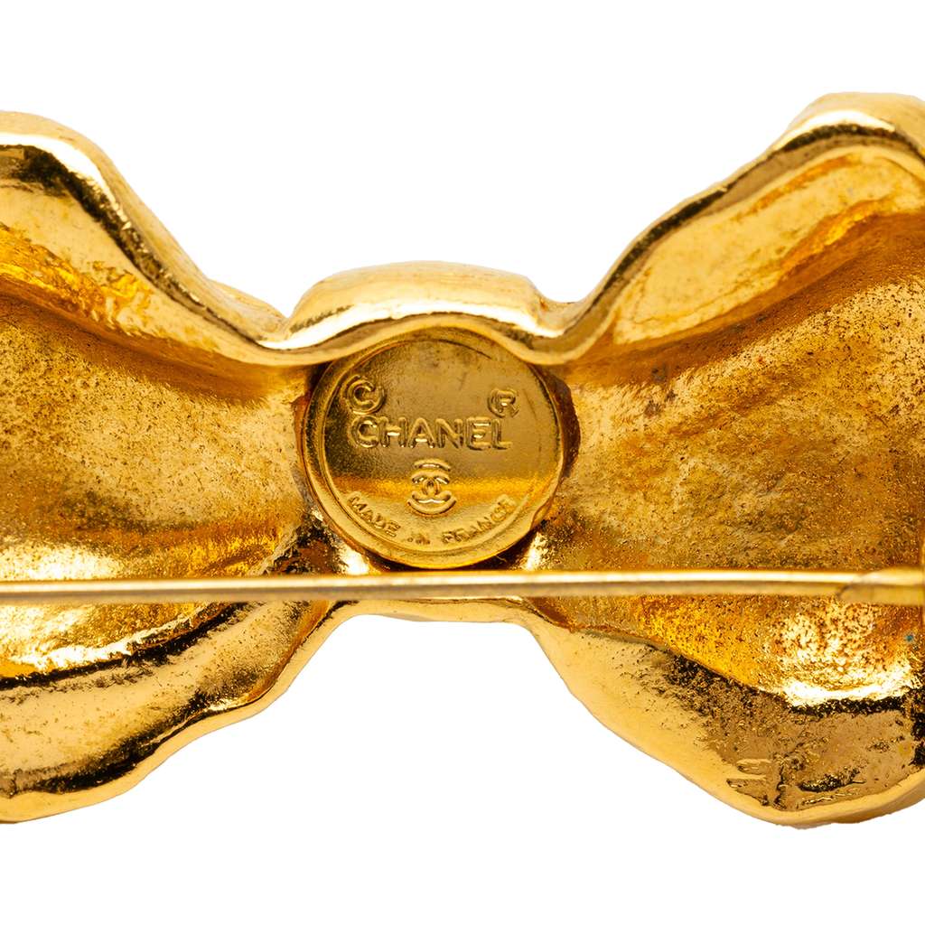 Chanel Gold Plated Bow Brooch - 3