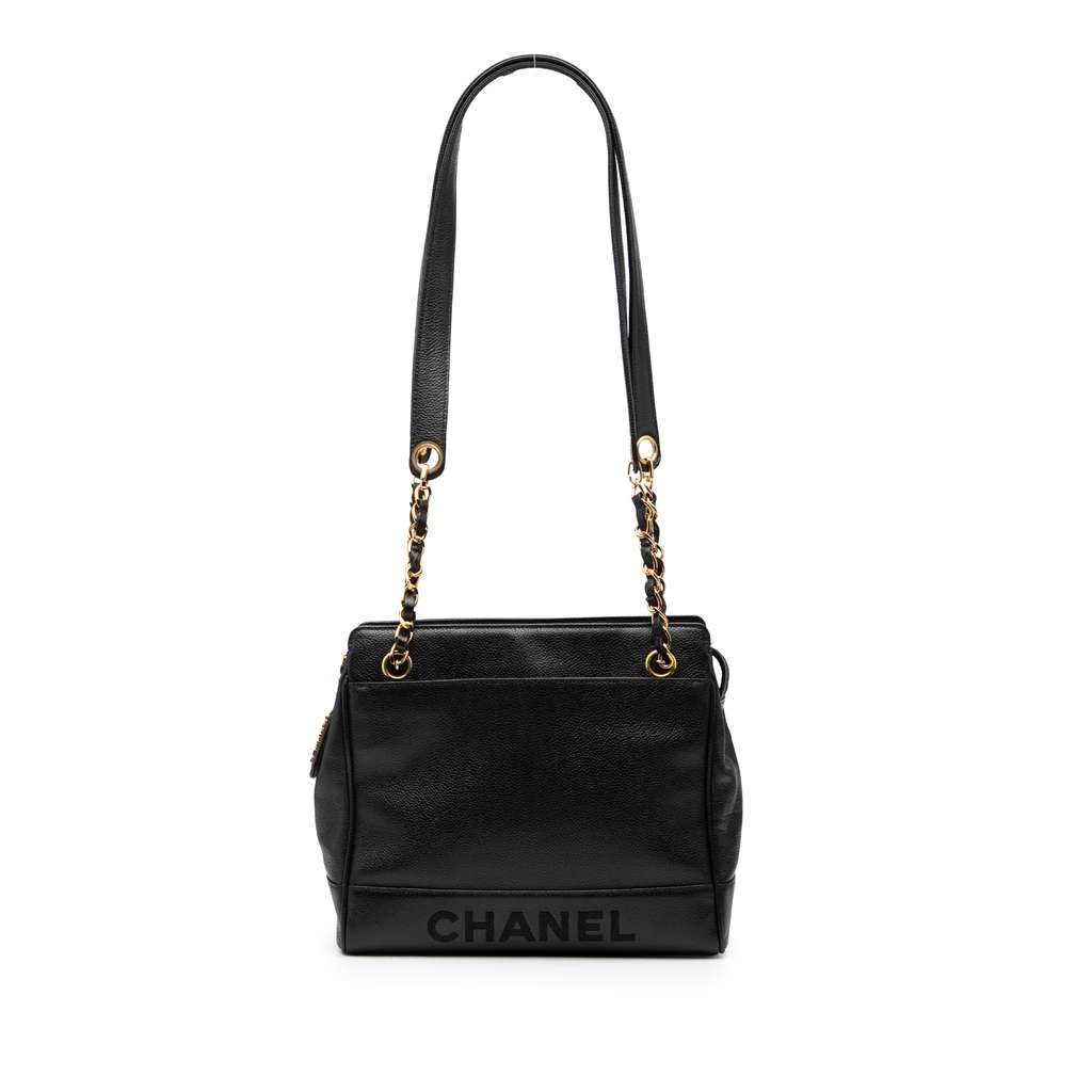 Chanel Caviar Logo Chain Shoulder Bag