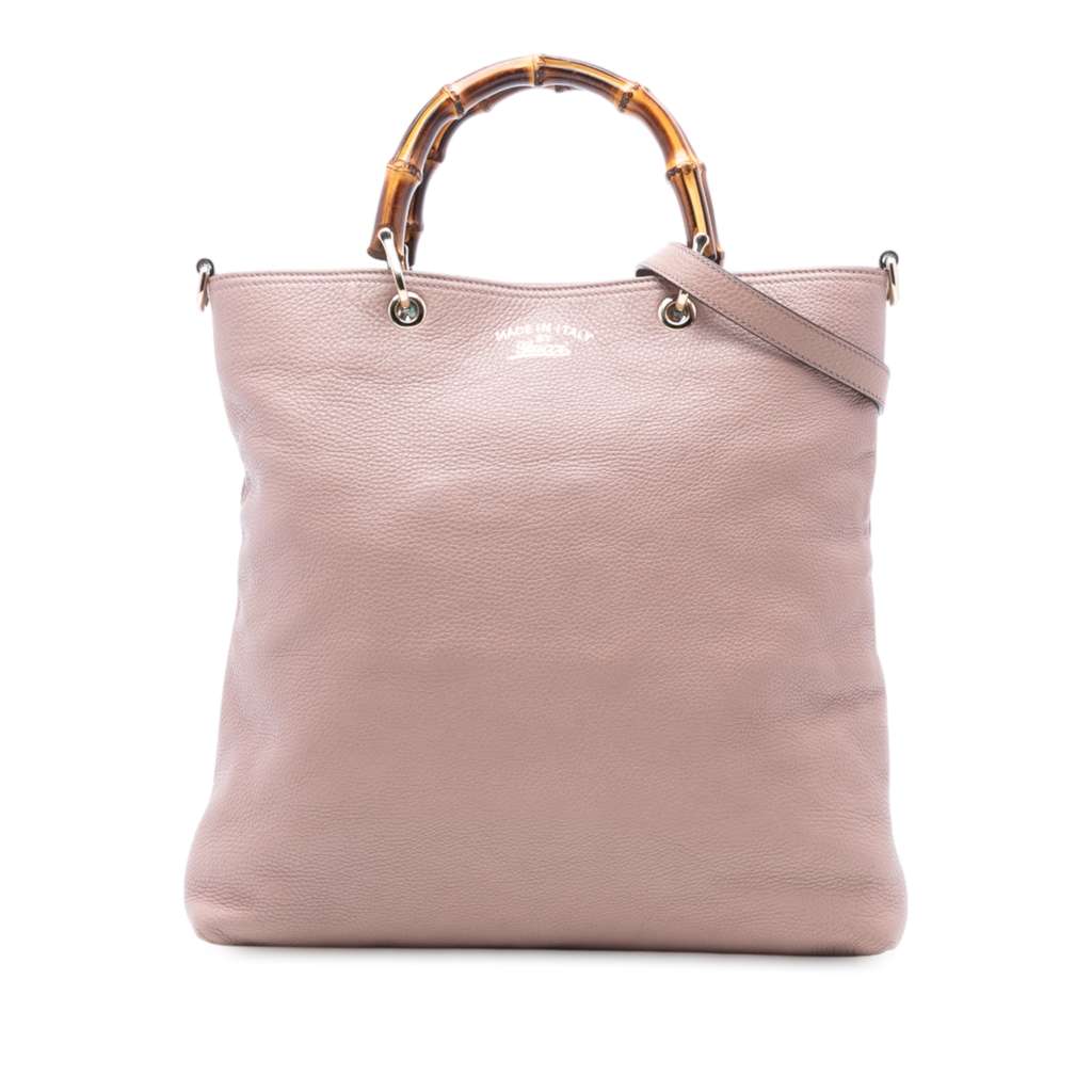 Gucci Tall Leather Bamboo Shopper Tote
