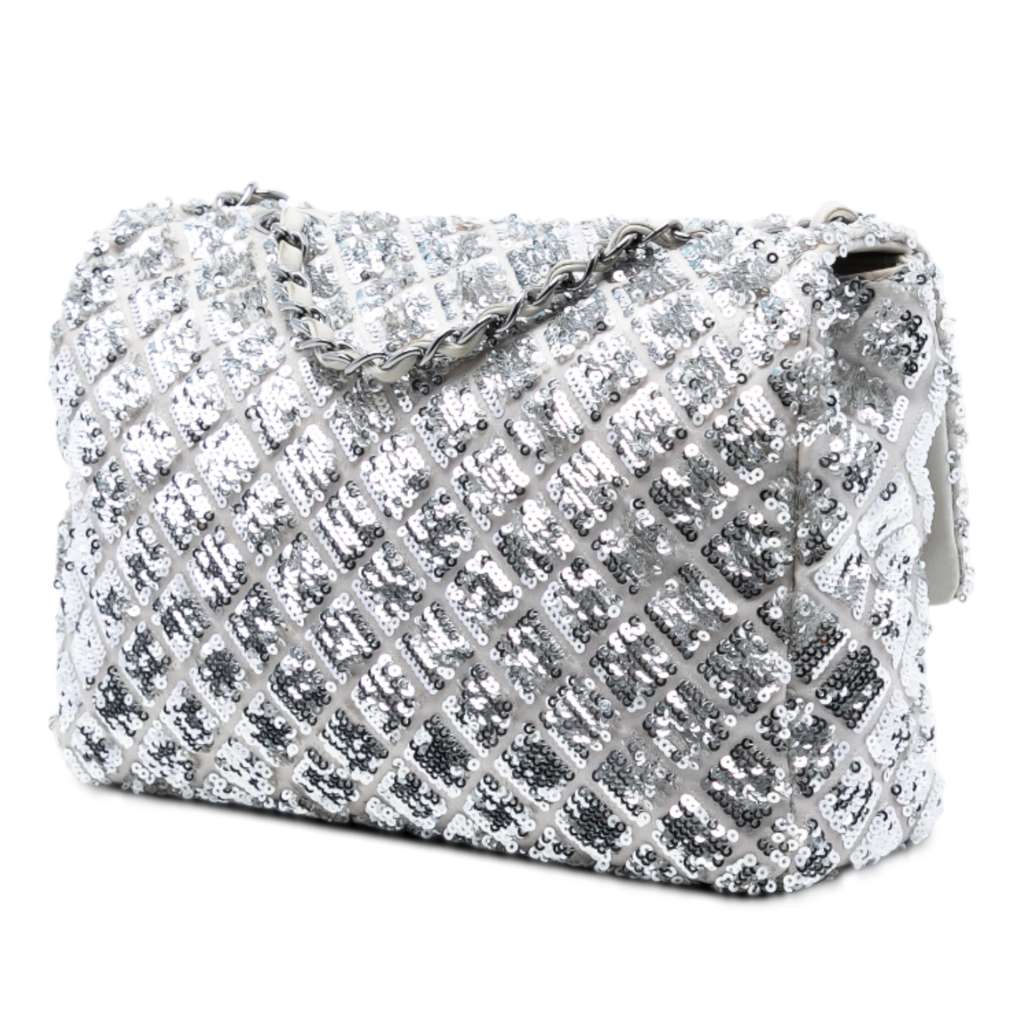 Chanel Medium Classic Satin and Sequin Single Flap - 2