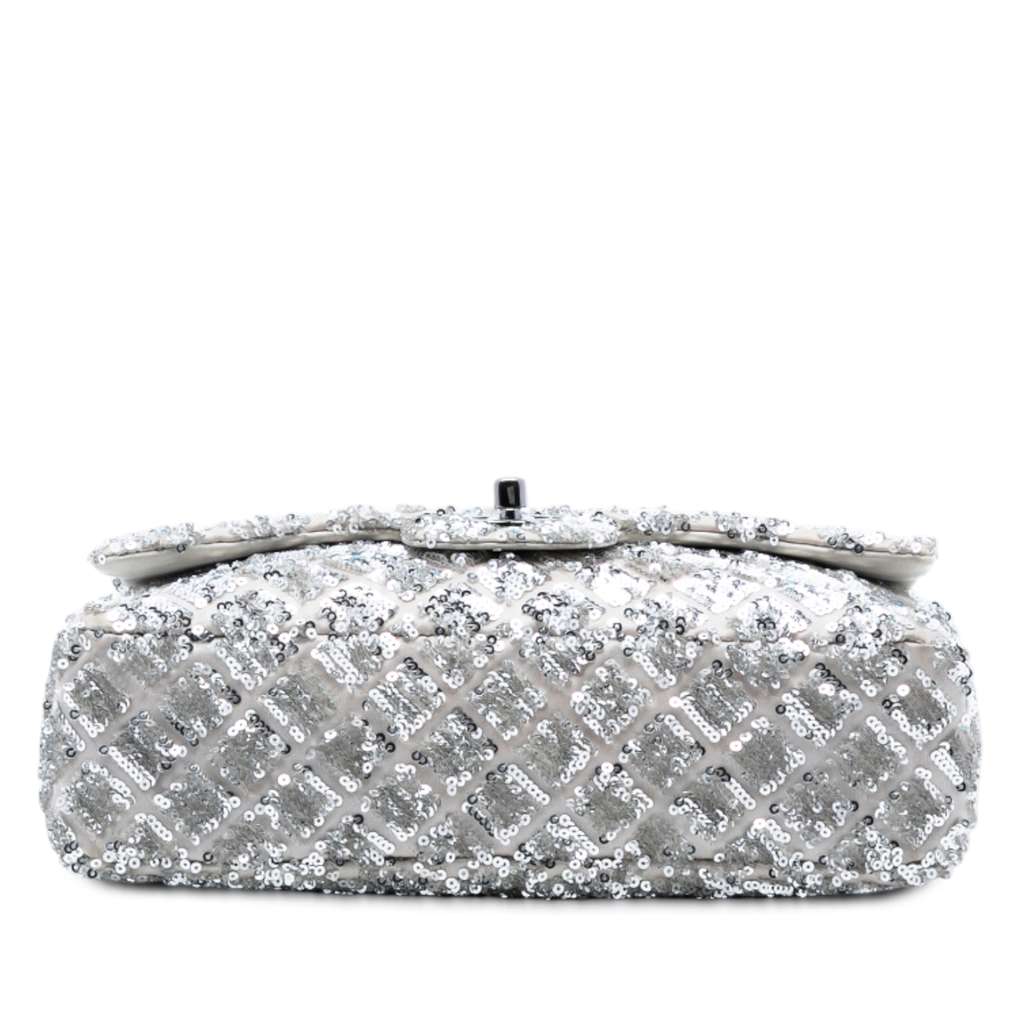 Chanel Medium Classic Satin and Sequin Single Flap - 3