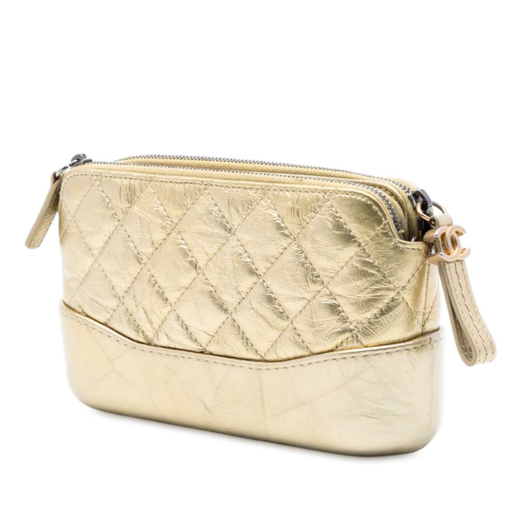 Chanel Quilted Metallic Aged Calfskin Gabrielle Clutch With Chain - 2