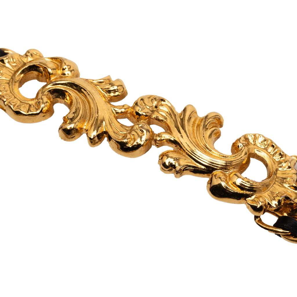 Chanel Leather Woven Gold Plated Chain Link Belt - 2