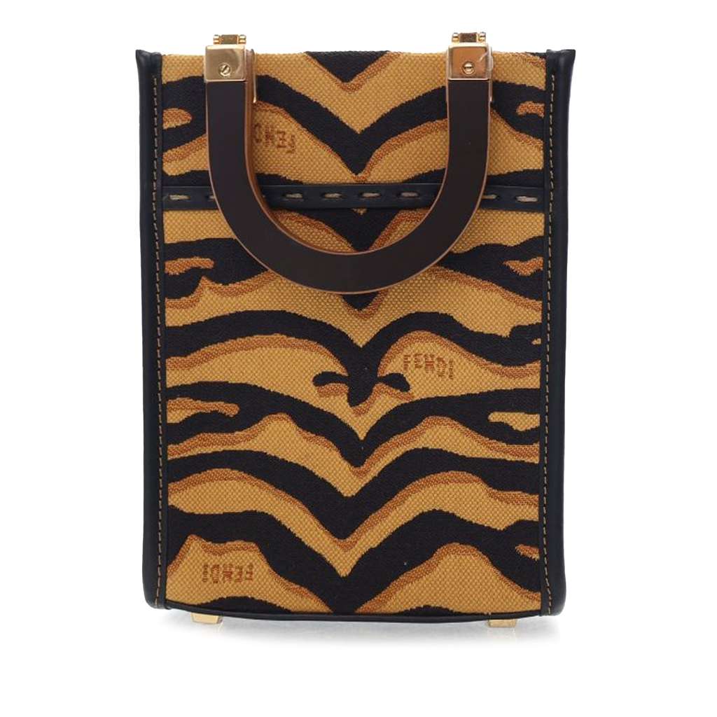 Fendi Mini Embroidered Canvas Zebra Print Sunshine Shopper Tote - 2