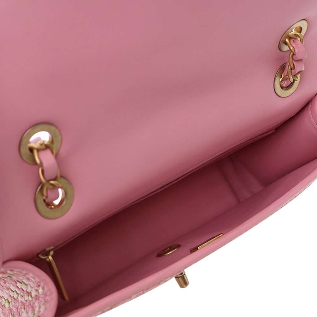 Chanel Small Woven Lambskin and Viscose Single Flap - 5