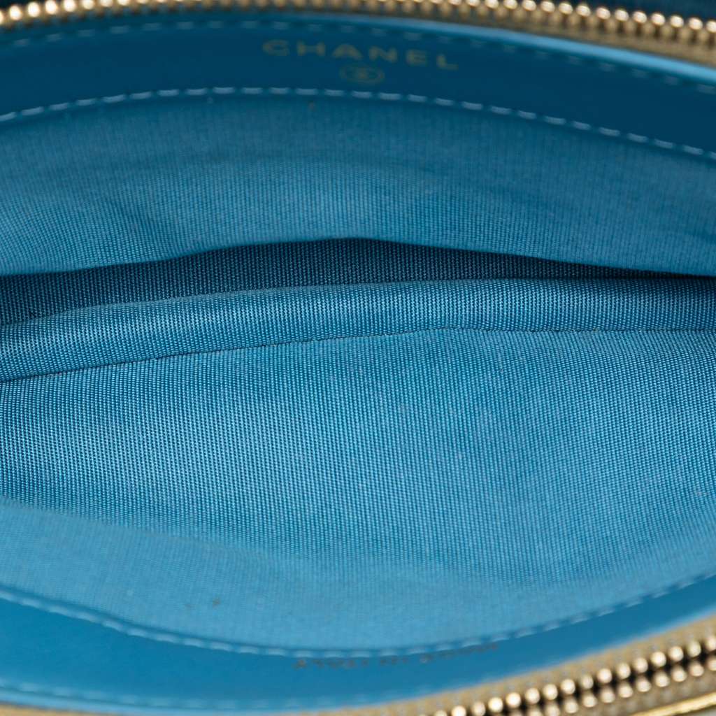 Chanel CC Chevron Metallic Lambskin Double Zip Wallet on Chain - 4