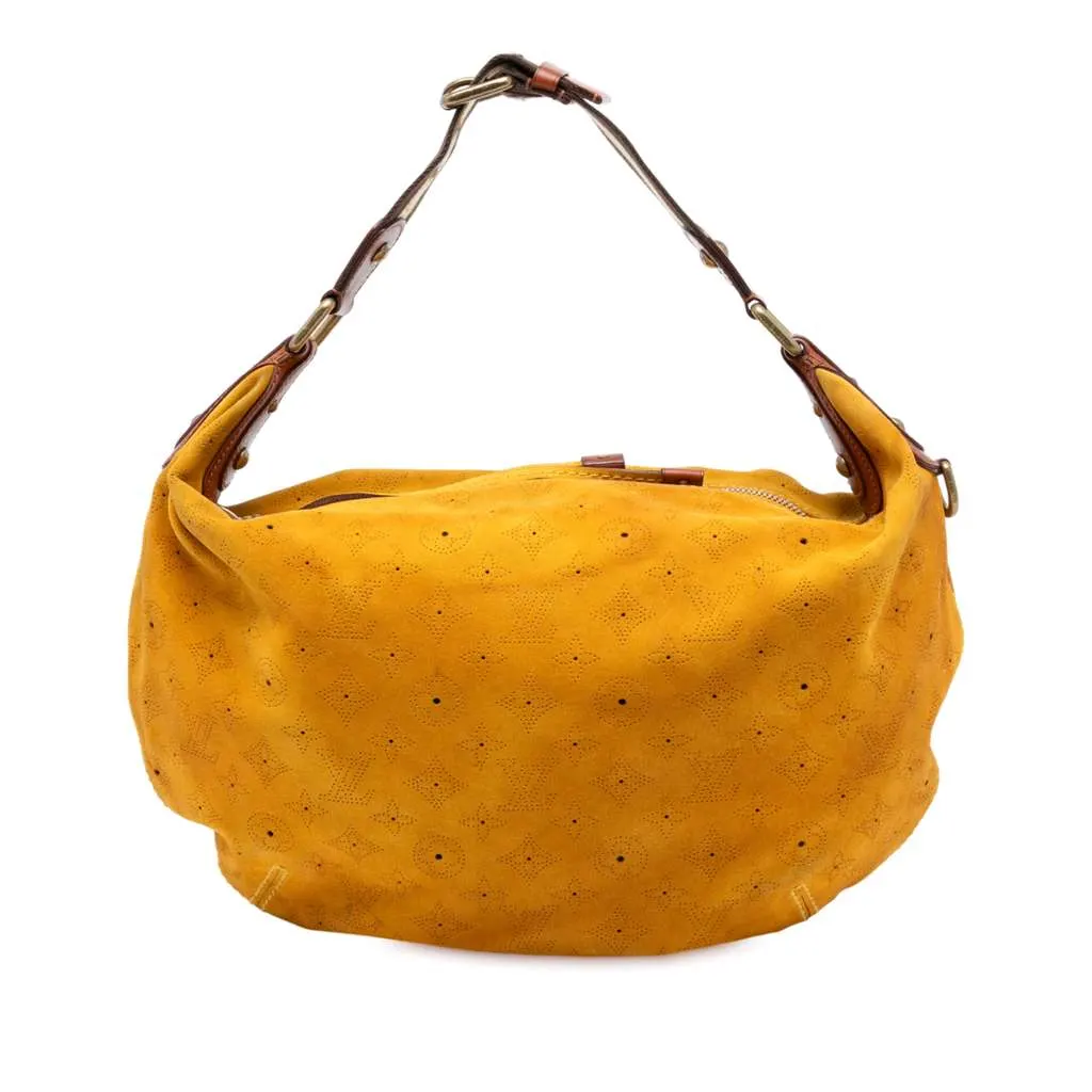 Louis Vuitton Monogram Suede Onatah GM Yellow Leather Very good - Front View