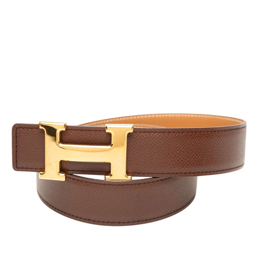 Hermès Epsom and Box Calf Constance H Reversible Belt