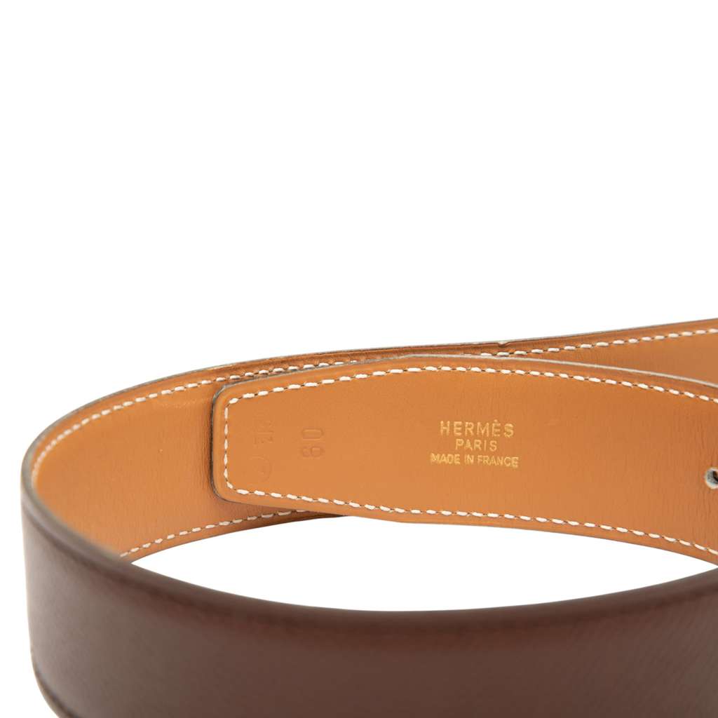 Hermès Epsom and Box Calf Constance H Reversible Belt - 5