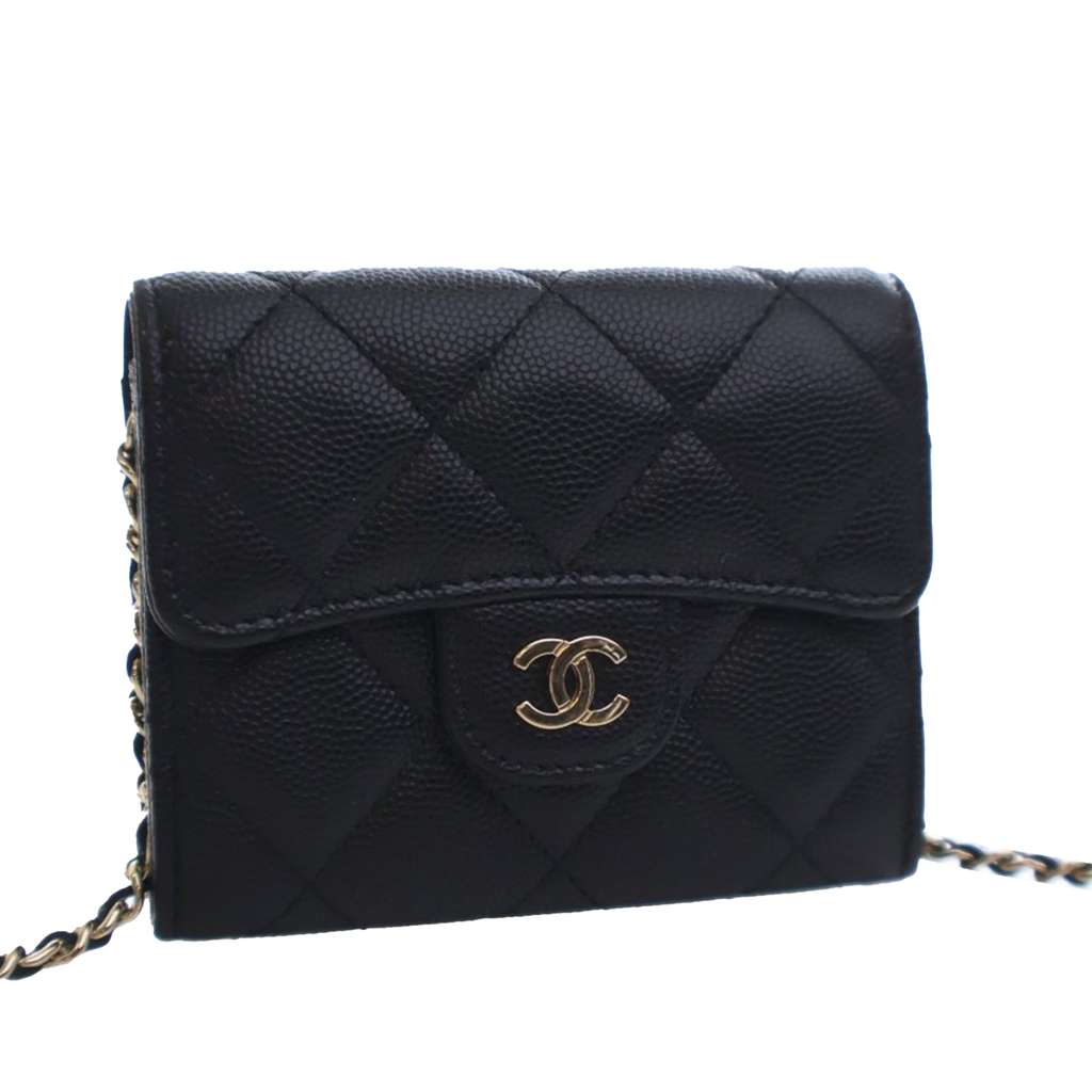 Chanel CC Quilted Caviar Flap Card Holder On Chain - 3