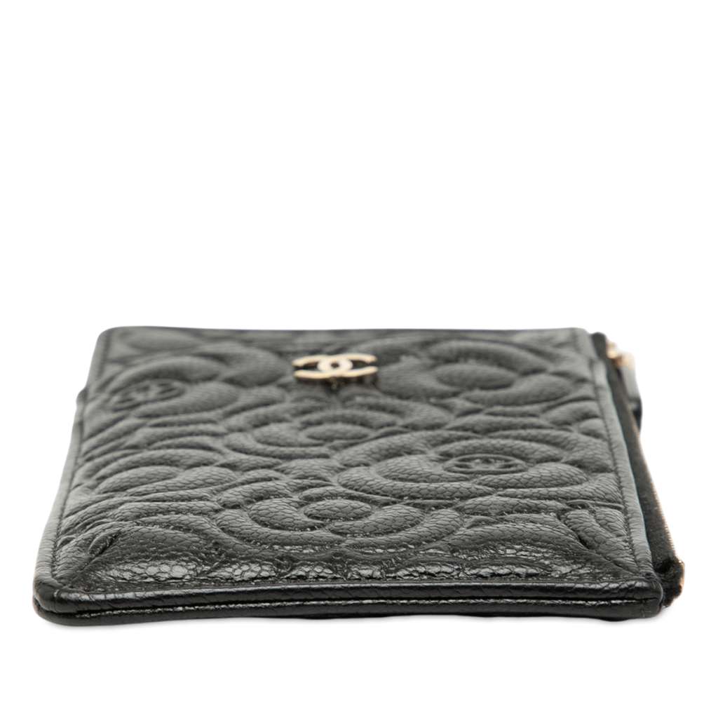 Chanel CC Embossed Caviar Camellia Flat Phone Case Wallet Pouch - 3