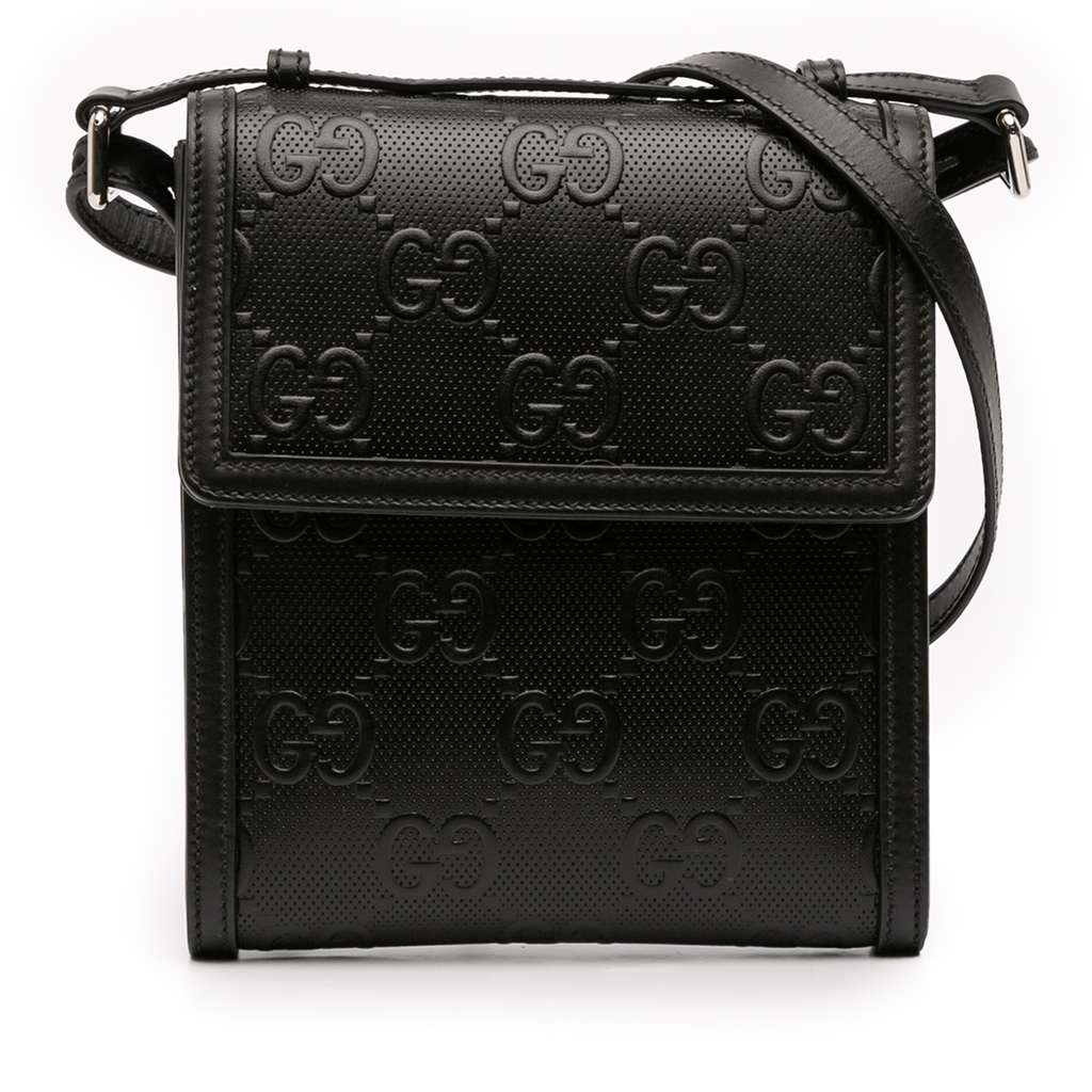 Gucci GG Embossed Leather Flap Crossbody