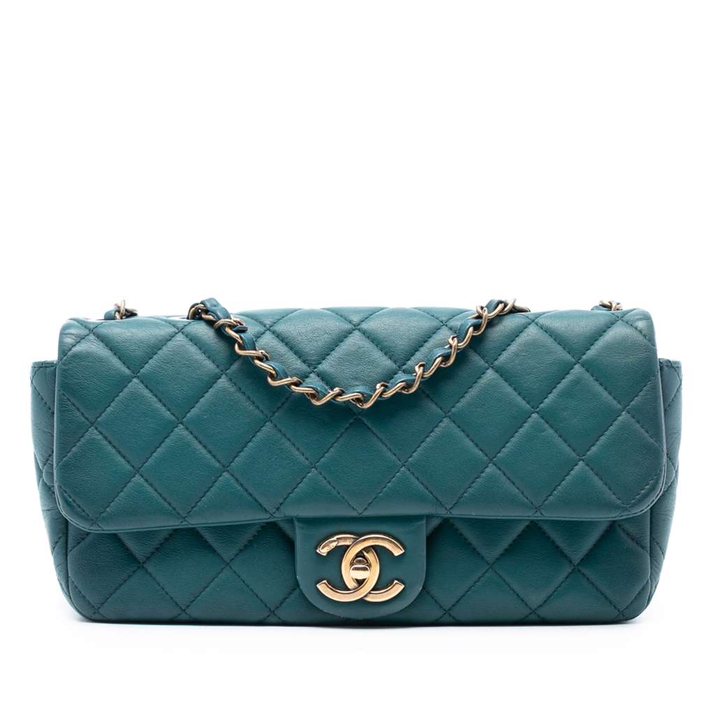 Chanel CC Quilted Lambskin East West Single Flap
