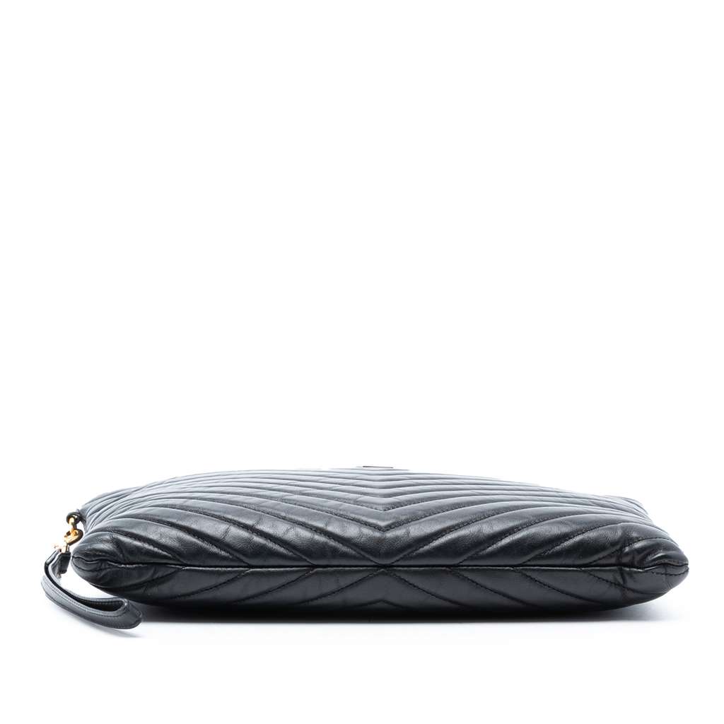 Saint Laurent Quilted Chevron Leather Monogram Document Holder - 3