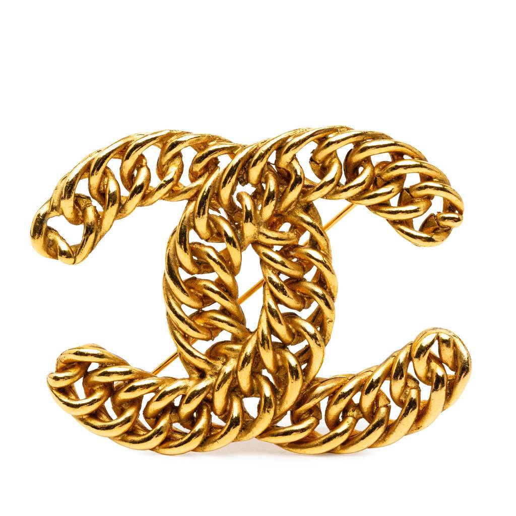 Chanel Gold Plated CC Chain Brooch