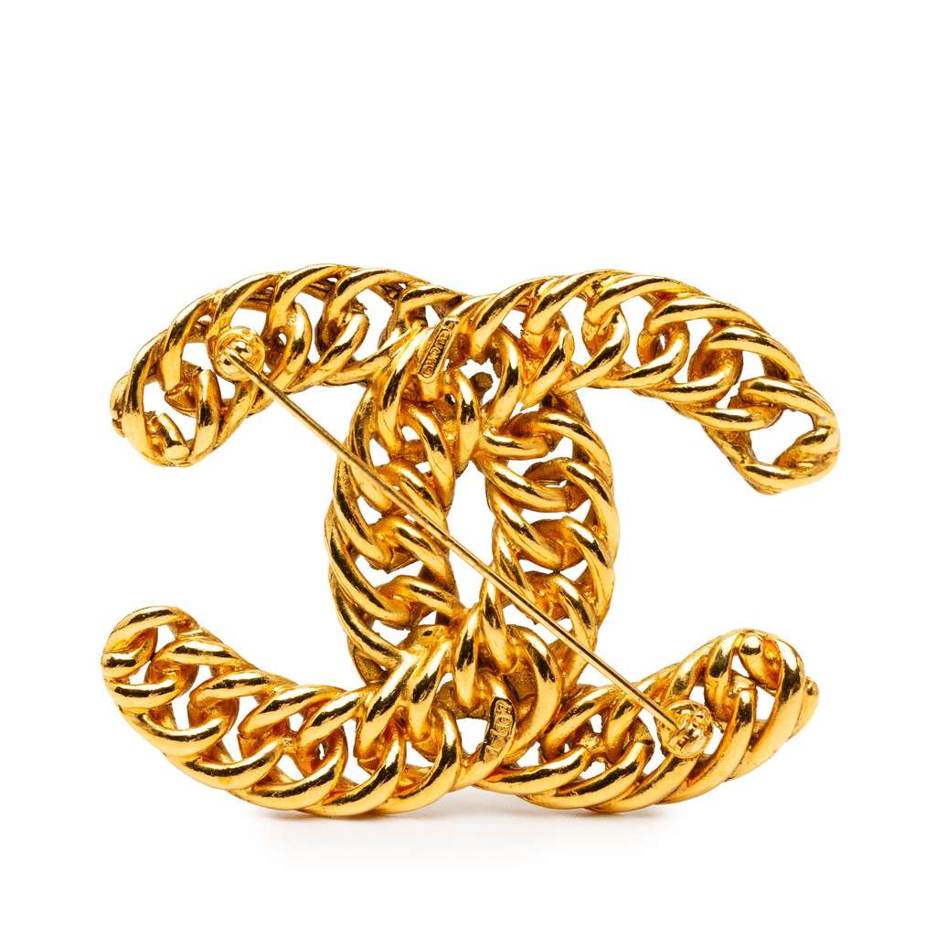 Chanel Gold Plated CC Chain Brooch - 2