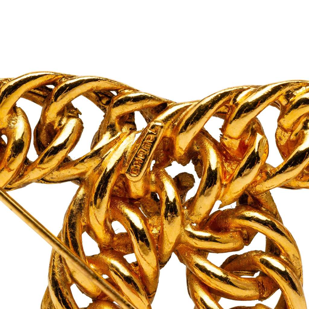 Chanel Gold Plated CC Chain Brooch - 3