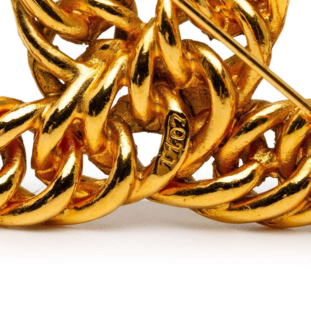 Chanel Gold Plated CC Chain Brooch - 4