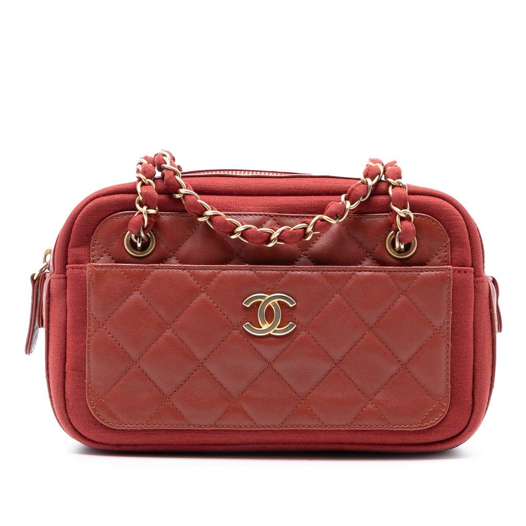 Chanel Paris Hamburg Quilted Lambskin and Jersey Camera Case