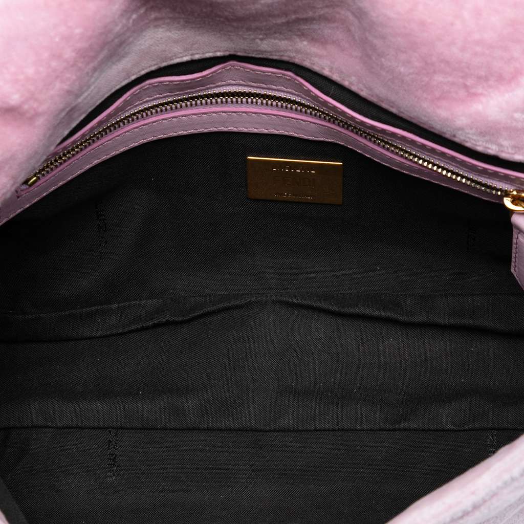 Fendi Zucca Embossed Velvet Baguette Satchel - 4