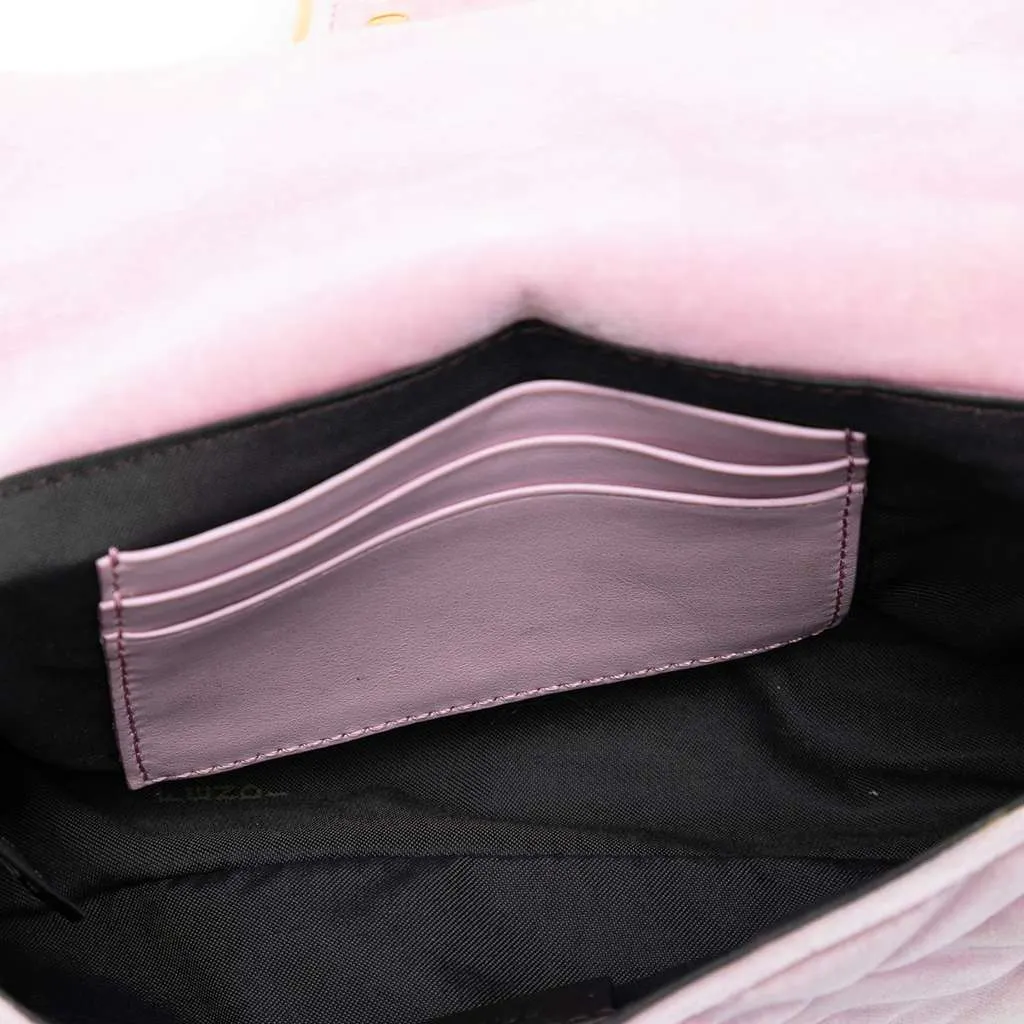 Fendi Mini Zucca Embossed Velvet Baguette Satchel Pink Velvet Very good - Model View