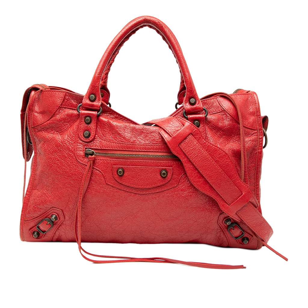 Balenciaga Lambskin Motocross Classic City Satchel