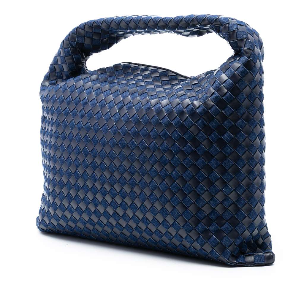 Bottega Veneta Large Calfskin and Denim Intrecciato Hop Hobo - 2