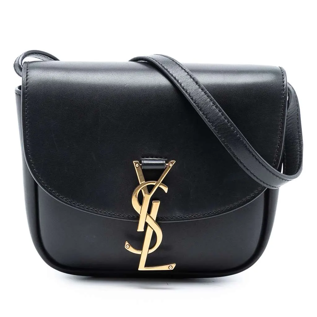 Saint Laurent Small Leather Monogram Kaia Crossbody Black Leather Good - Front View
