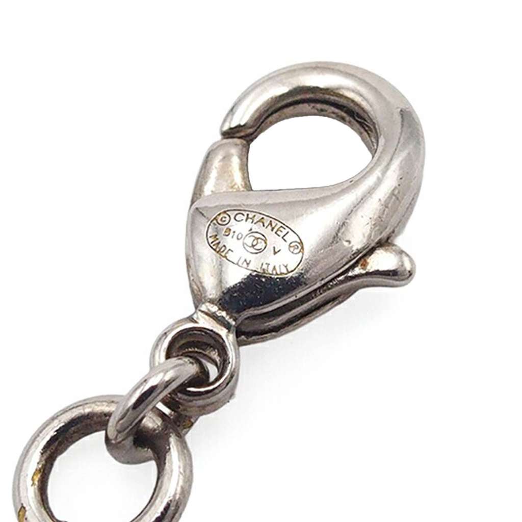 Chanel CC Silver Rhinestones Pendant Necklace - 4