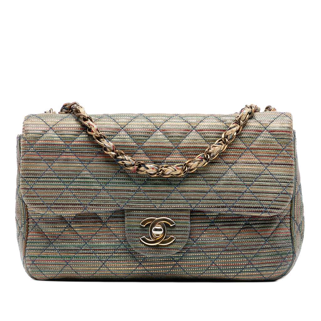 Chanel Paris Seoul Small Metallic Lambskin Striped Flap