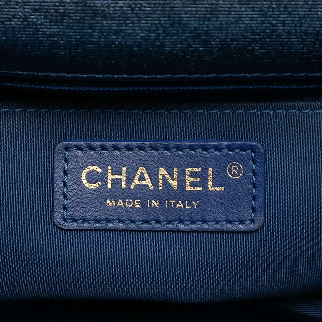 Chanel Paris Seoul Small Metallic Lambskin Striped Flap Gold Leather Very good - Box View