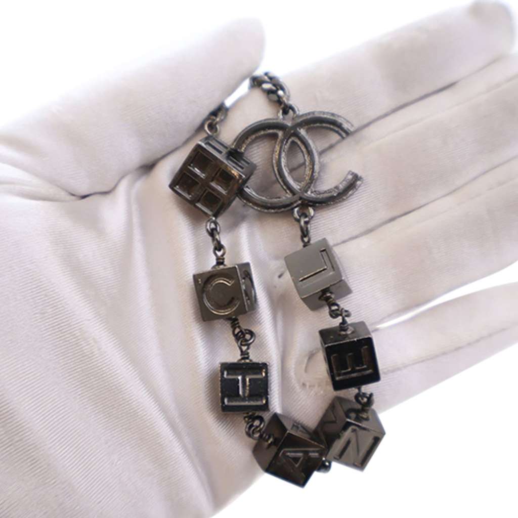 Chanel CC Ruthenium Plated Logo Chain Choker Necklace - 4