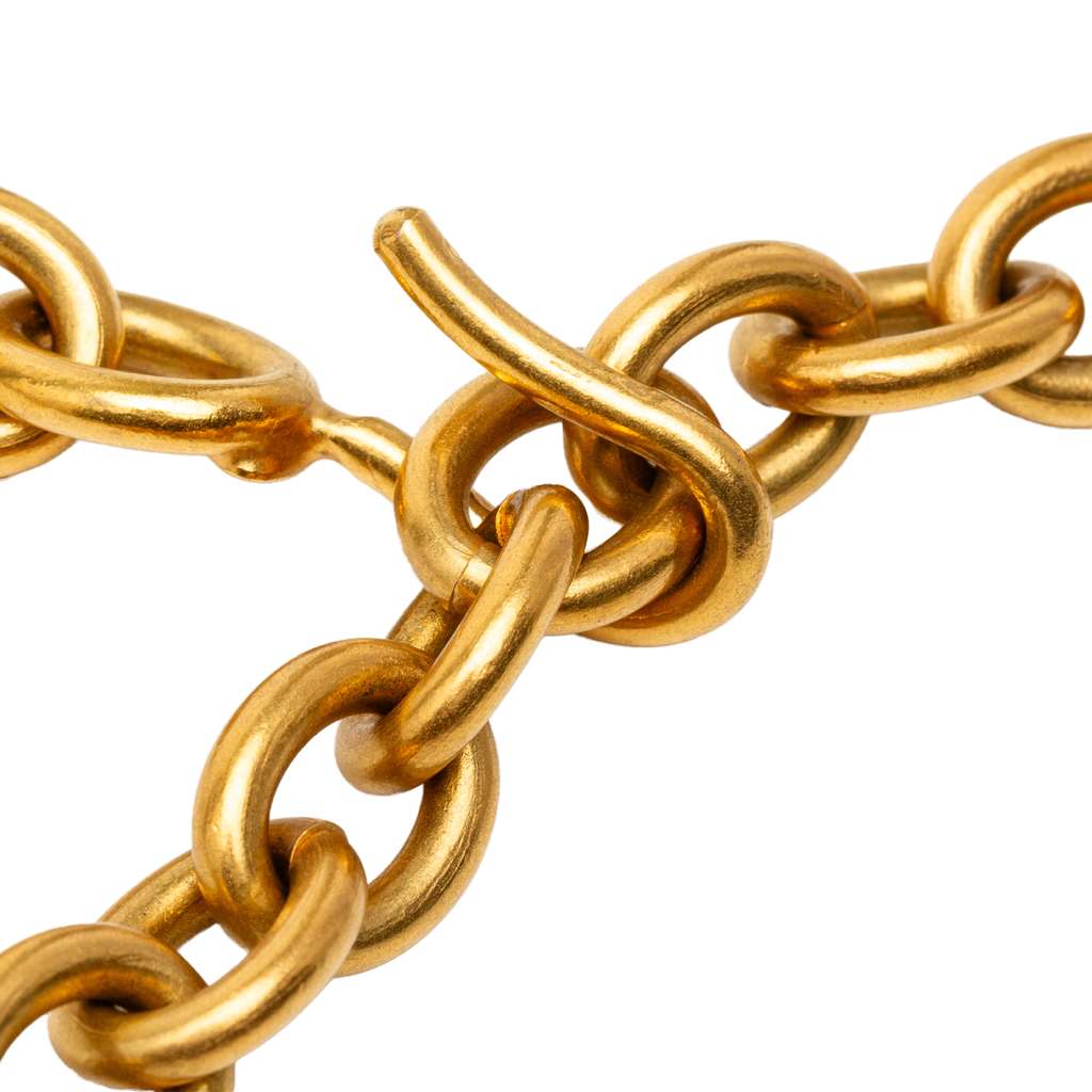 Chanel Gold Plated CC Ship Wheel Pendant Necklace - 4