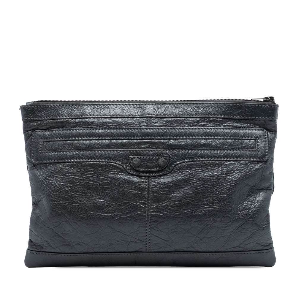 Balenciaga Lambskin Motocross Classic Clip Clutch