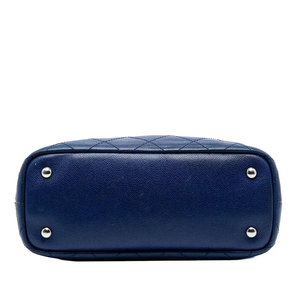 Chanel Quilted Caviar Shopping Fever Tote Blue Leather Very good - Inside View