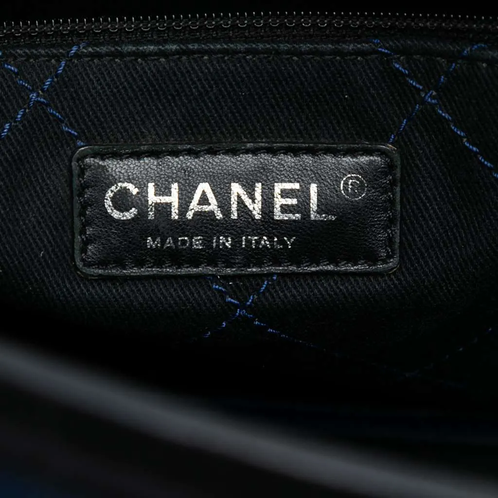 Chanel Quilted Caviar Shopping Fever Tote Blue Leather Very good - Box View