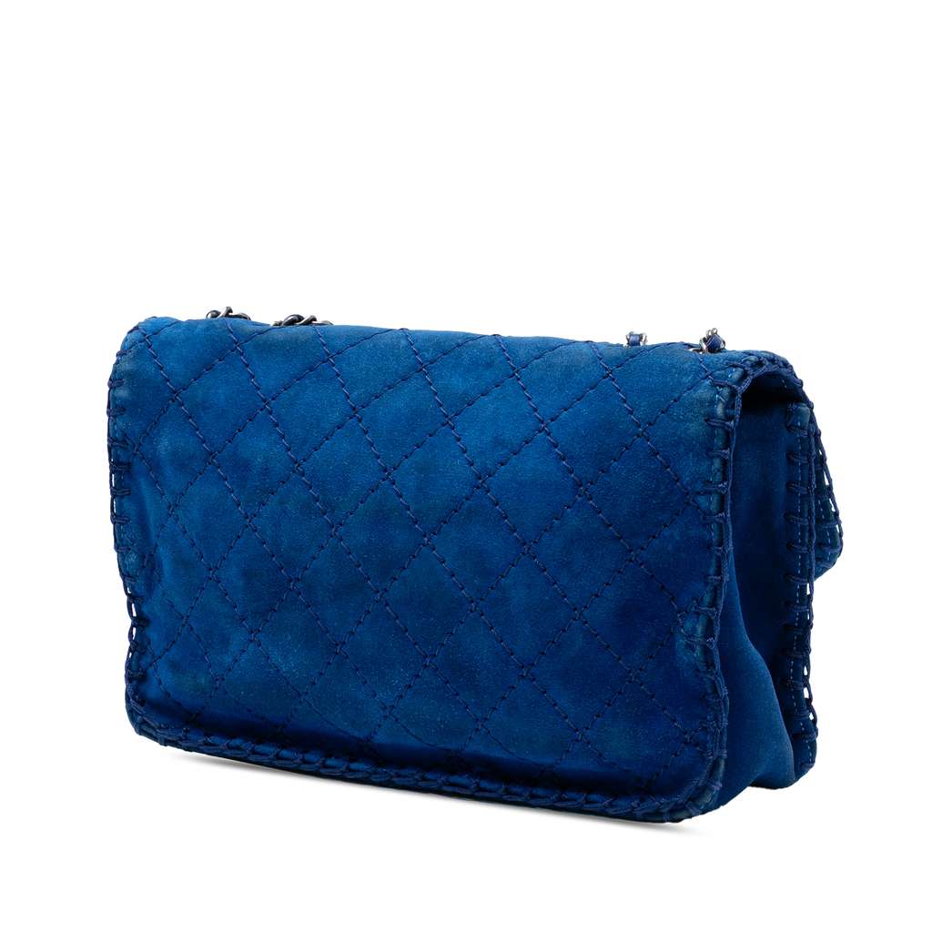 Chanel Medium Quilted Suede Whipstitch Single Flap - 2